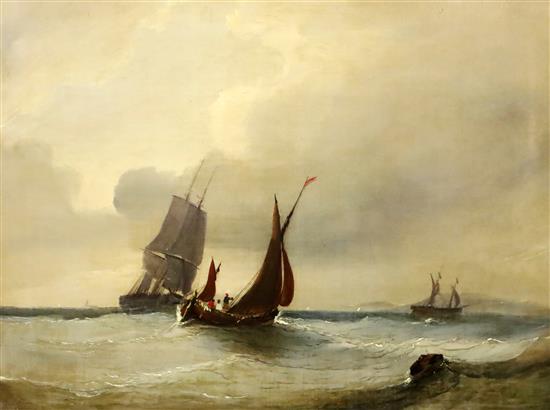 19th century English School Shipping off the coast 18 x 24in.